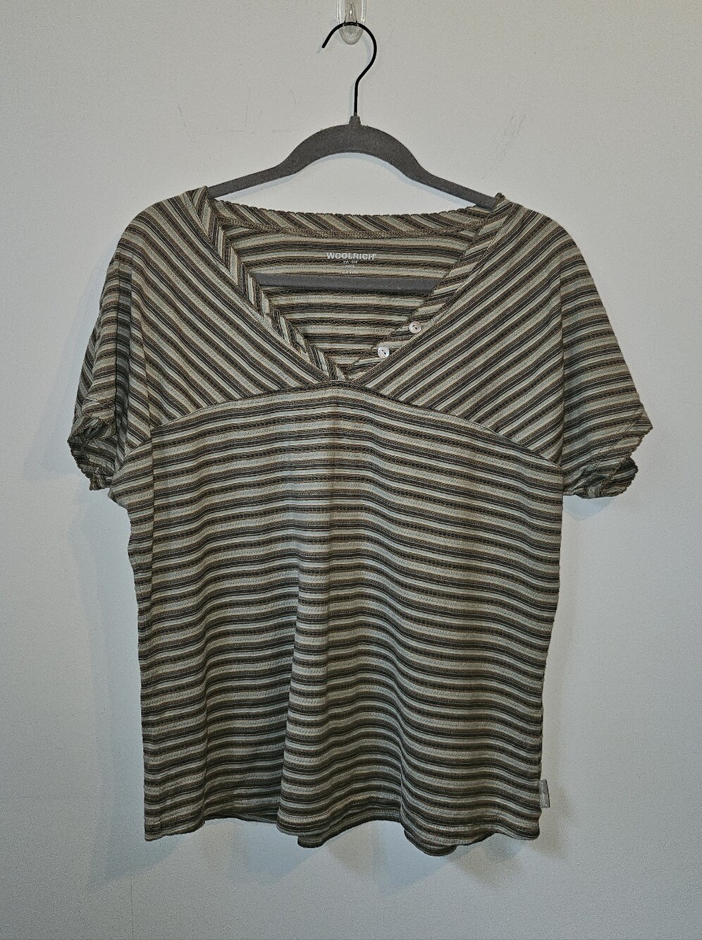 Woolrich Y2K Striped Brown T-Shirt Large